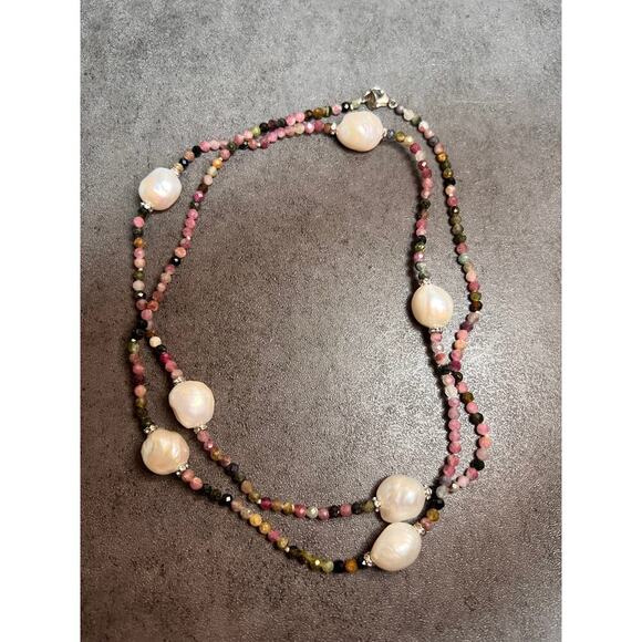 Lucas Lameth multi tourmaline and baroque pearl 32 inch necklace - Picture 12 of 13
